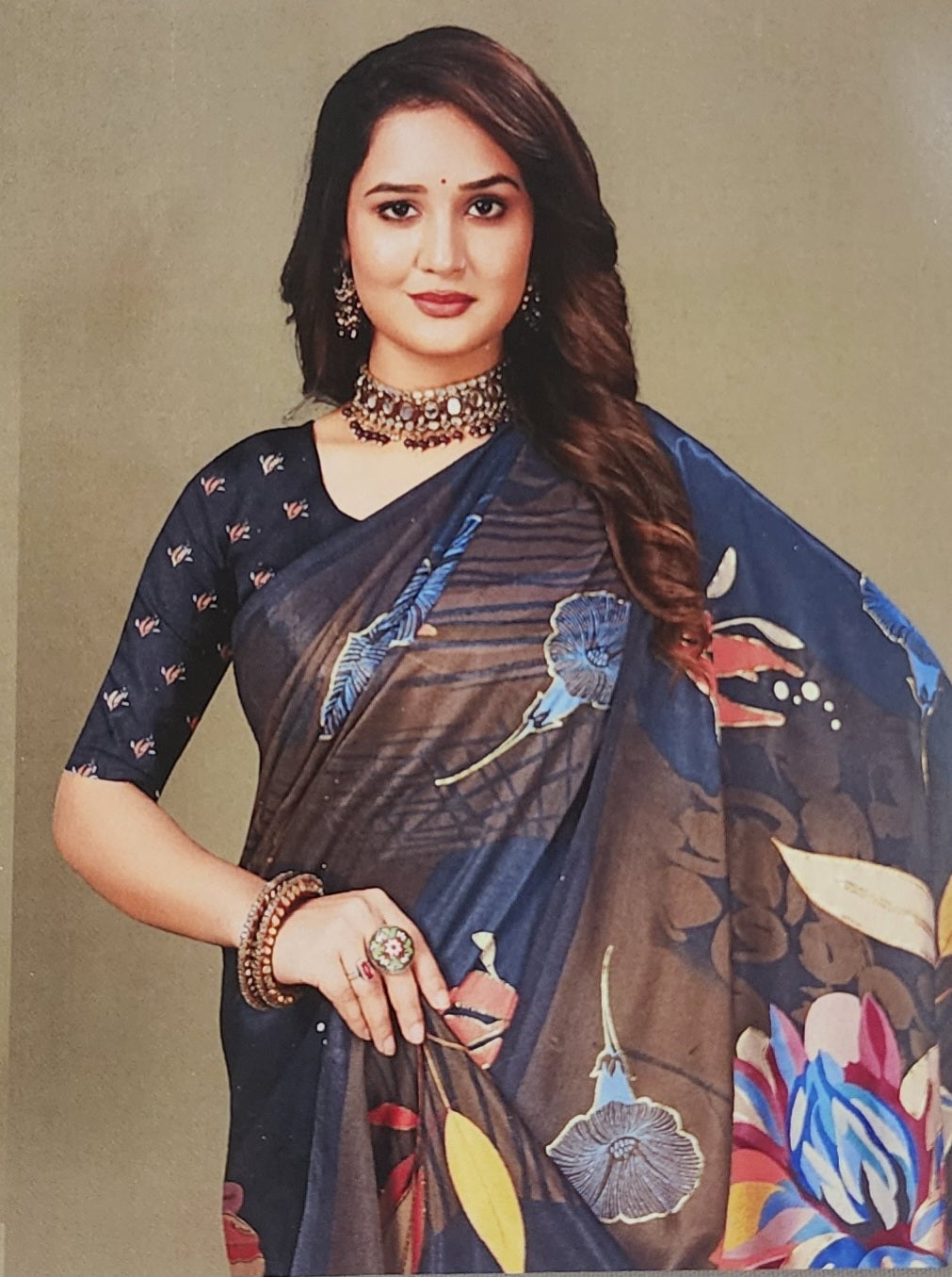 Blue Satin foil print