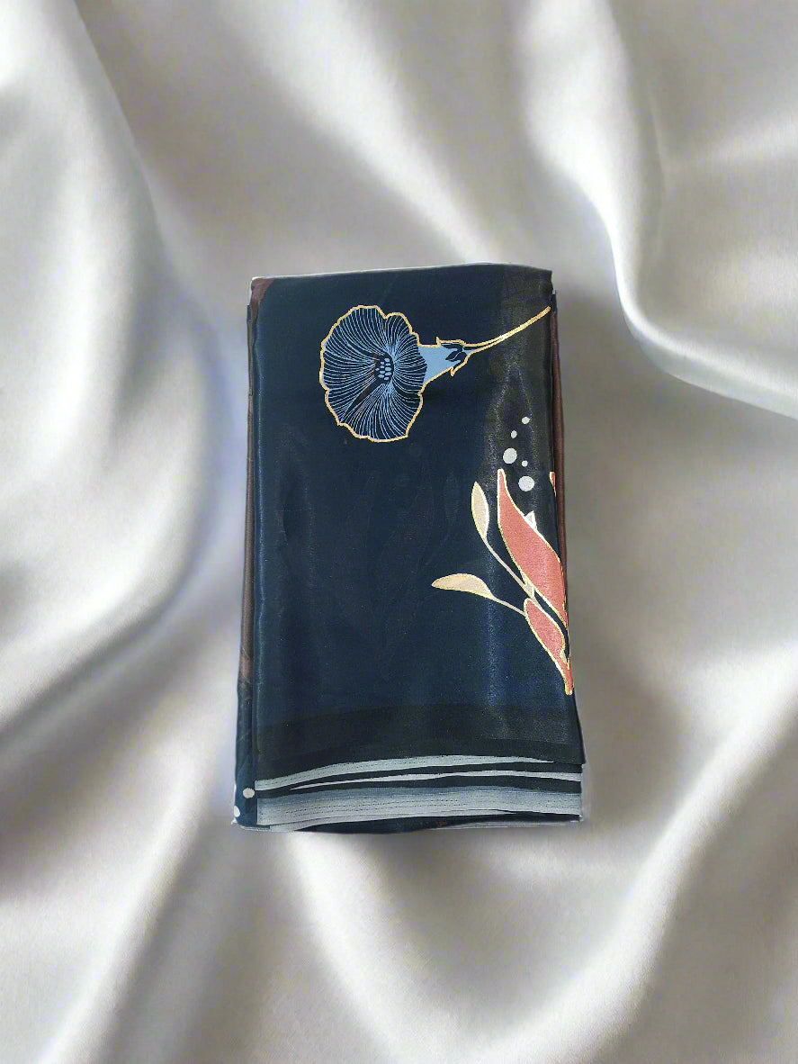 Blue Satin foil print