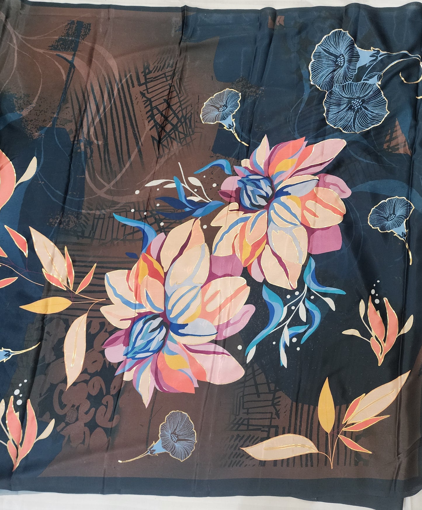 Blue Satin foil print