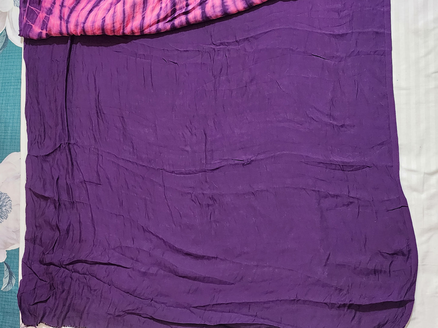 Purple Bandhani Modal Silk Saree with Golden Checks and Tie-Dye Pallu