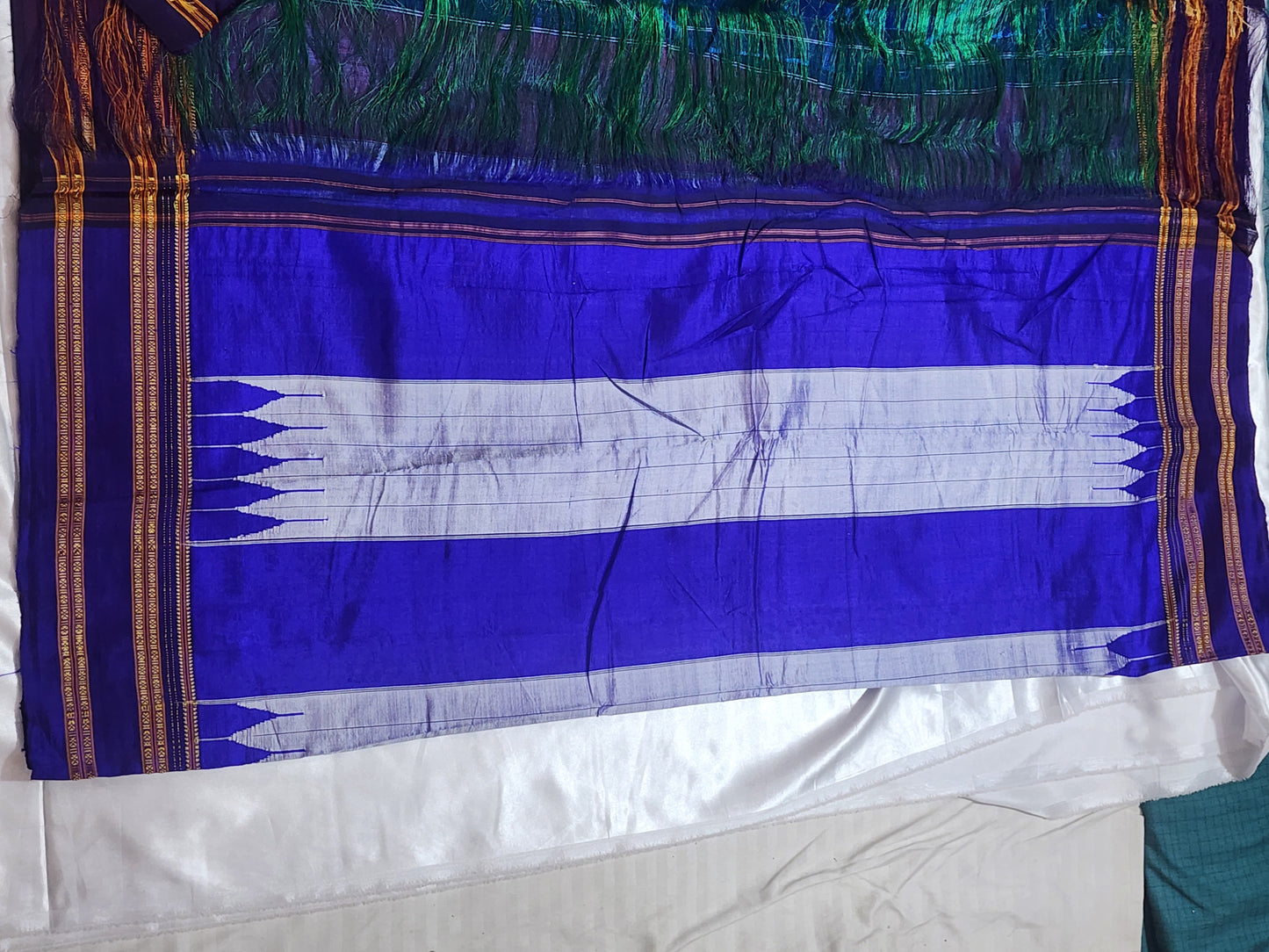 Blue purple Ilkal Viscose Silk Saree