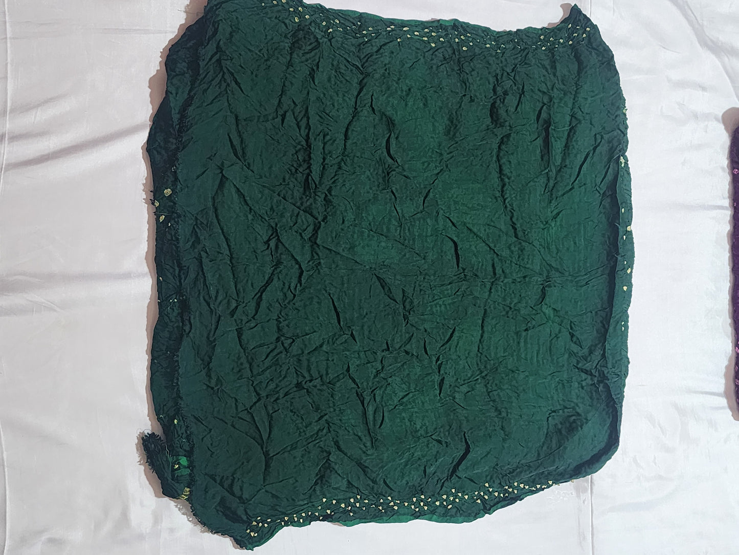 Deep Green with Olive-Gold Zari Pallu Bandhani Modal Silk Saree
