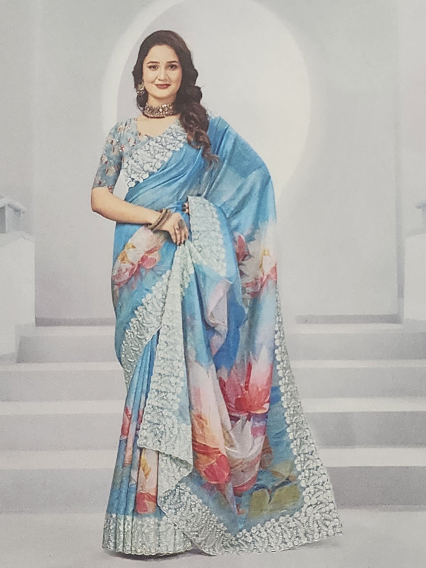 Blue-Organza-floral-print