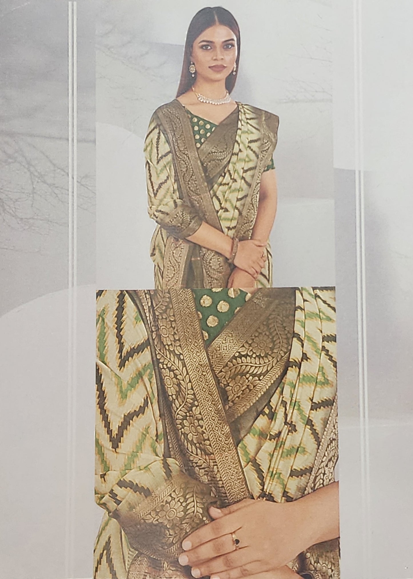 cream dola silk wave print