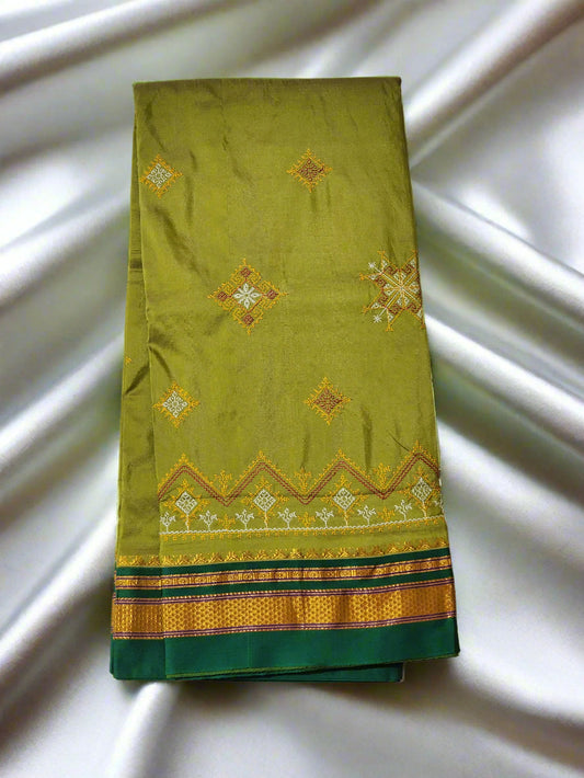 Olive green Ilkal Cotton Saree