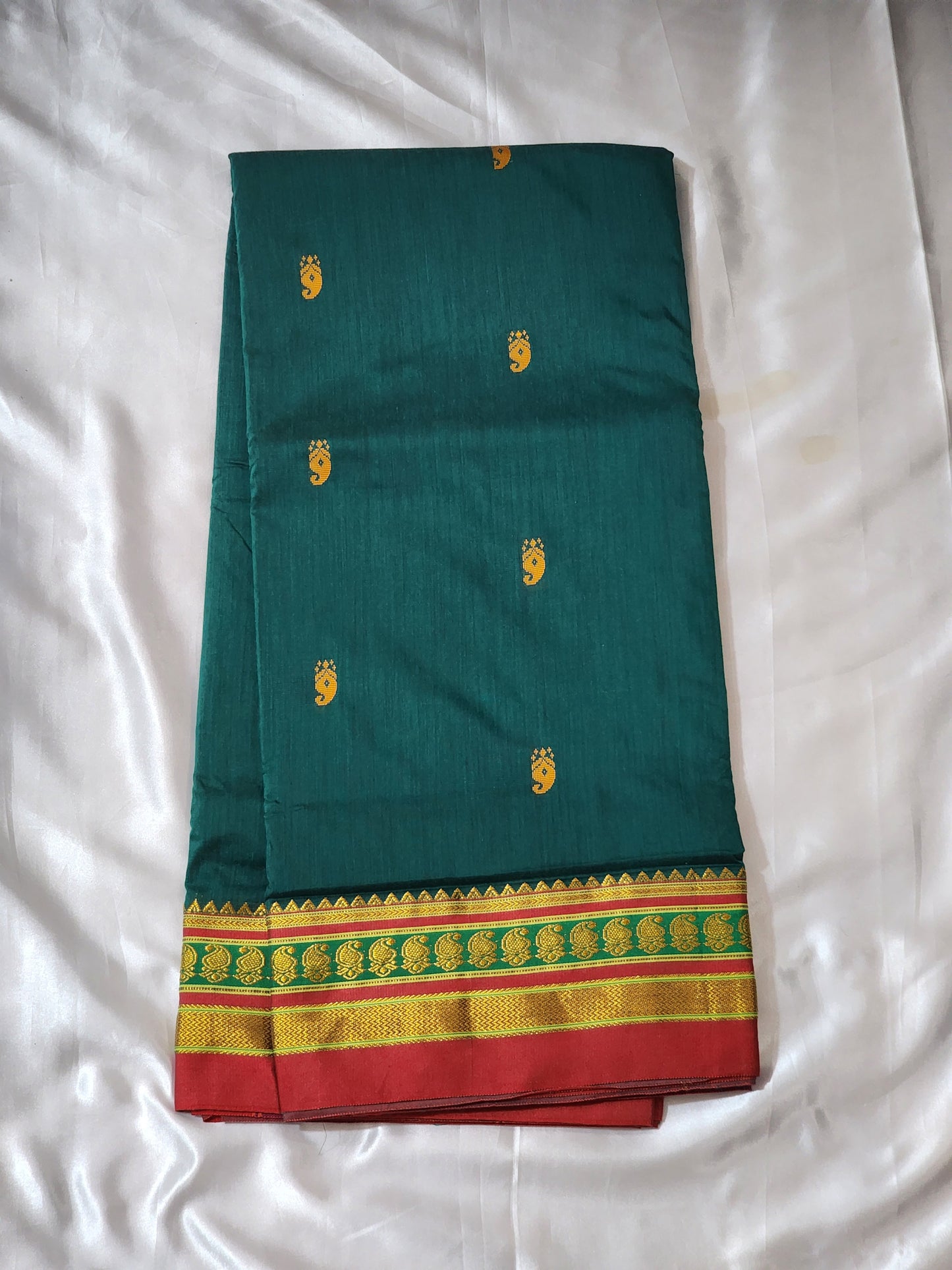 Teal  Cotton Saree