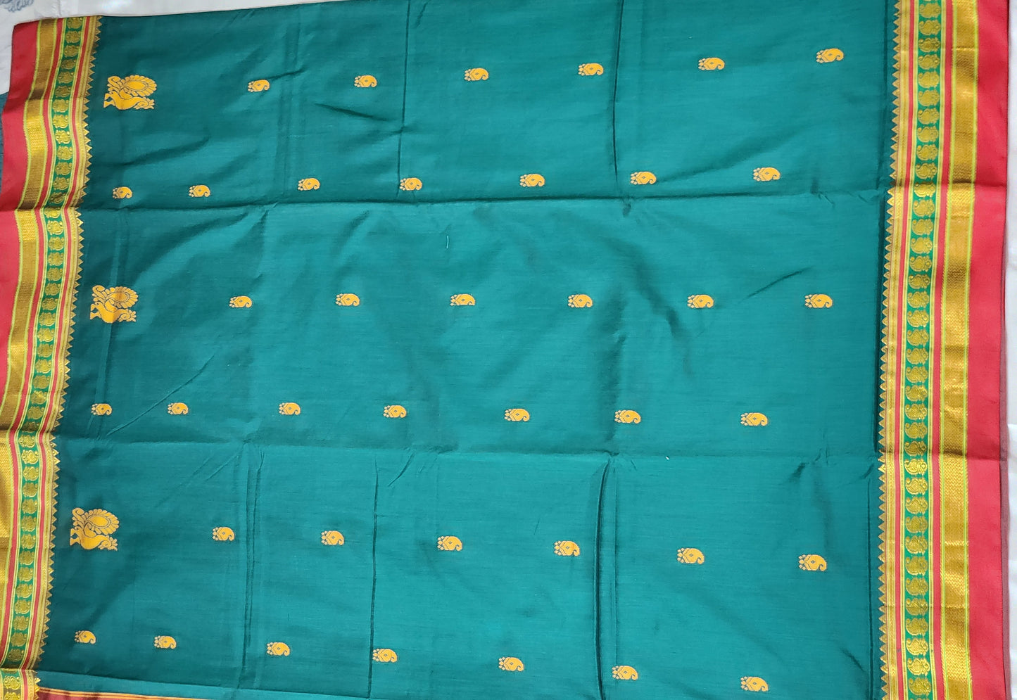 Teal  Cotton Saree