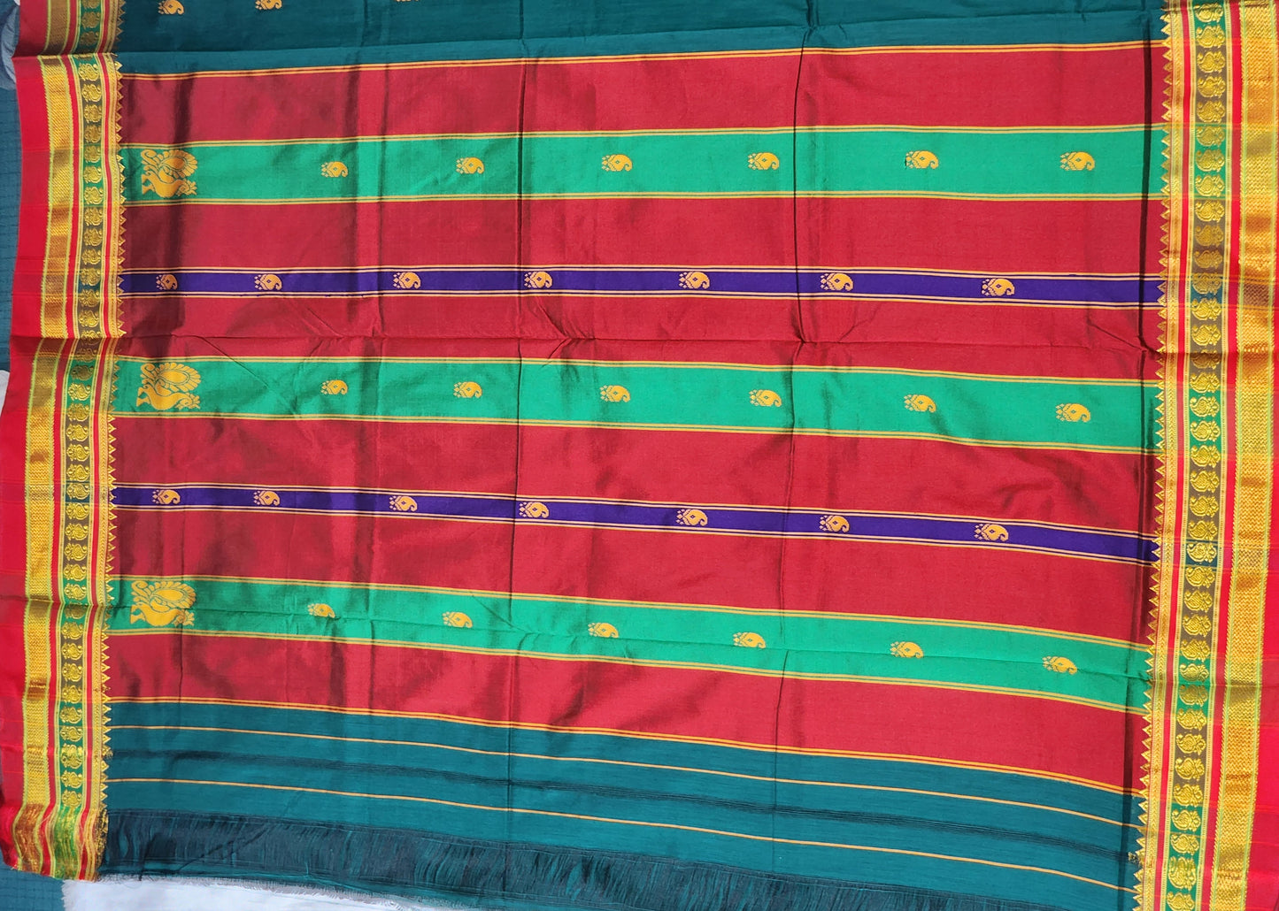 Teal  Cotton Saree