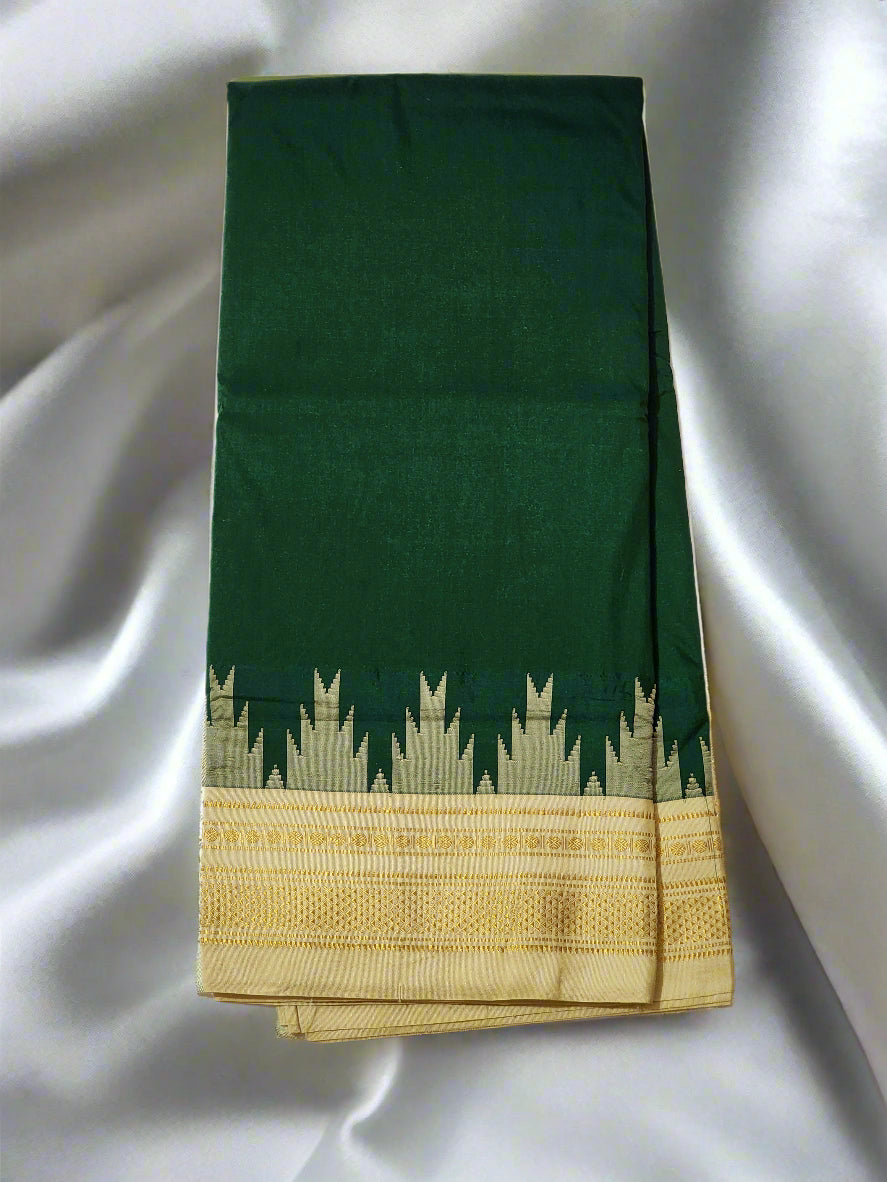 Bottle Green Ilkal Cotton-Viscose blend Saree