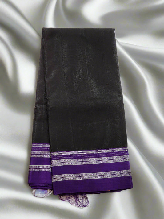 Black-purple Ilkal Viscose Silk Saree