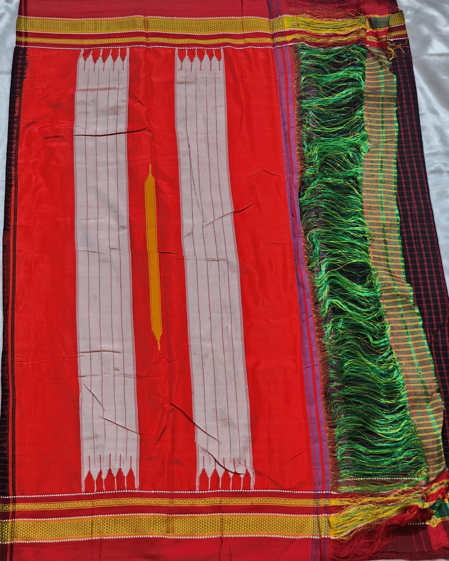 Black with red checks Ilkal Cotton Saree