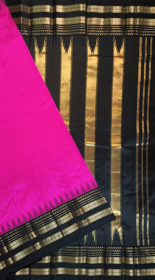 Rani Pink Ilkal Gadwal Pure Silk Saree - Gayathri Edition