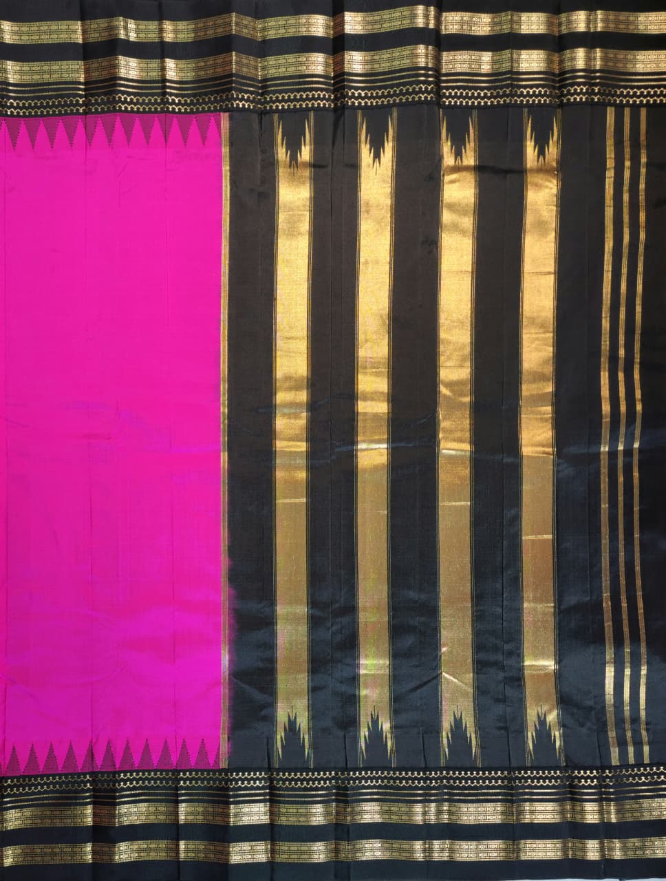 Rani Pink Ilkal Gadwal Pure Silk Saree - Gayathri Edition