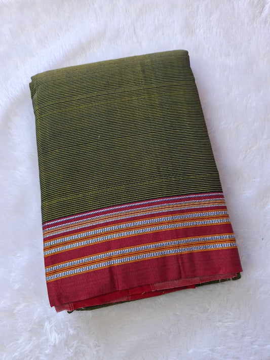 green-Maroon Ilkal Mercerized Cotton (raasta saree)
