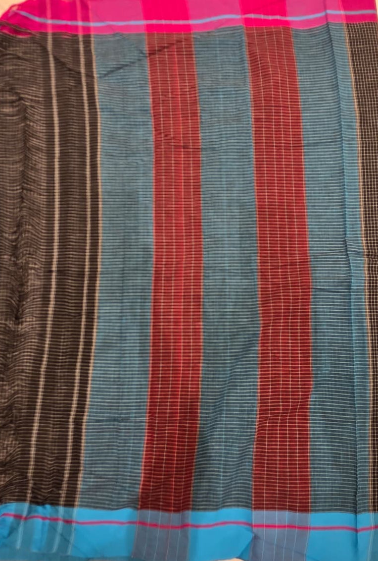 Black - Blue Pink Ilkal handloom Patteda Anchu Saree