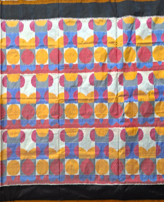 Multicolor Handloom Pochampally pure silk with black border