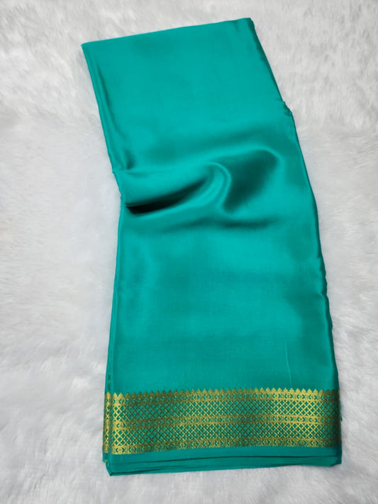 Blue-Green tone Mysore Silk Saree