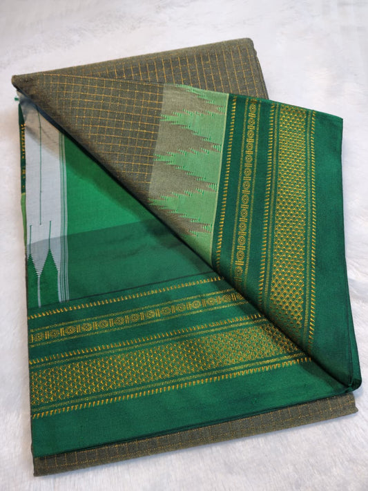Olive–Brown Jari Chadarang Ilkal Saree