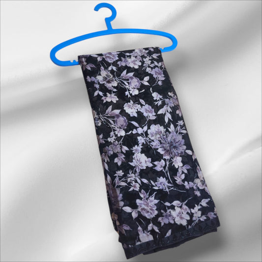 Black & Lavender Floral Charm Saree