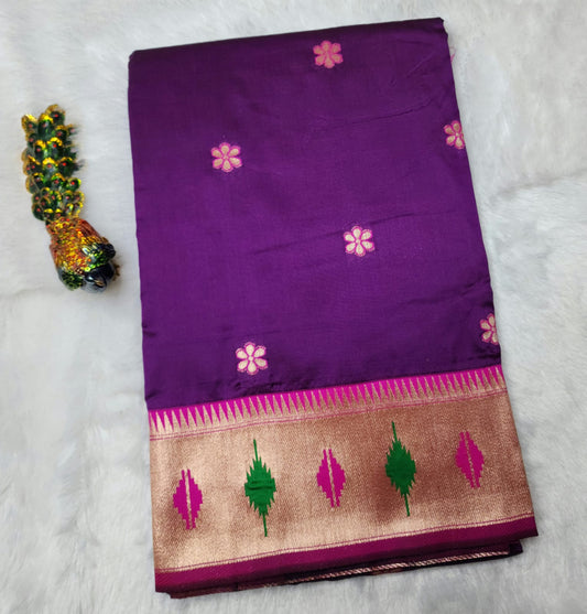 Majestic Purple Paithani Soft Silk Saree