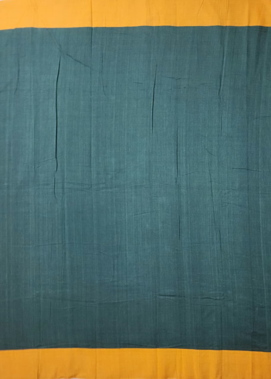 Teal Green Cotton Handloom Saree