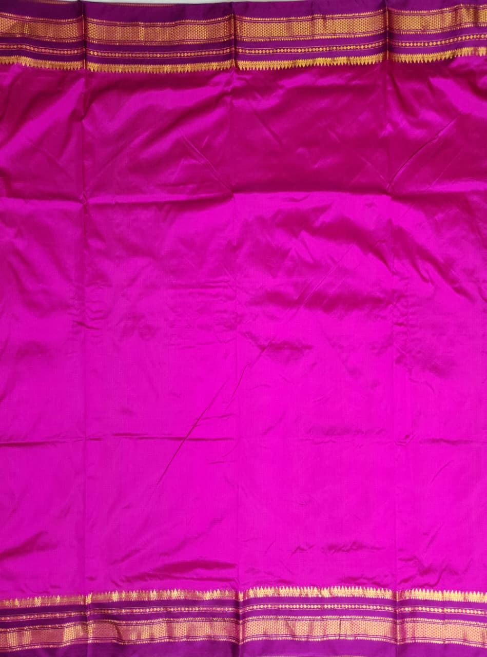 Peach Checked Ilkal Saree with Rich Pink Border