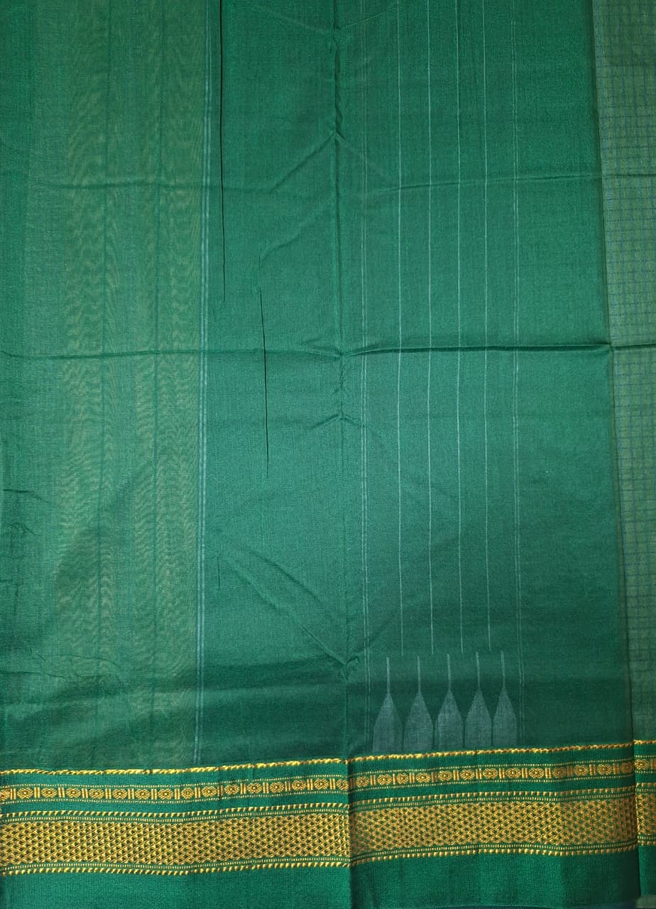 Beigethread chaduranga Ilkal with Gadwal Emerald Green Border