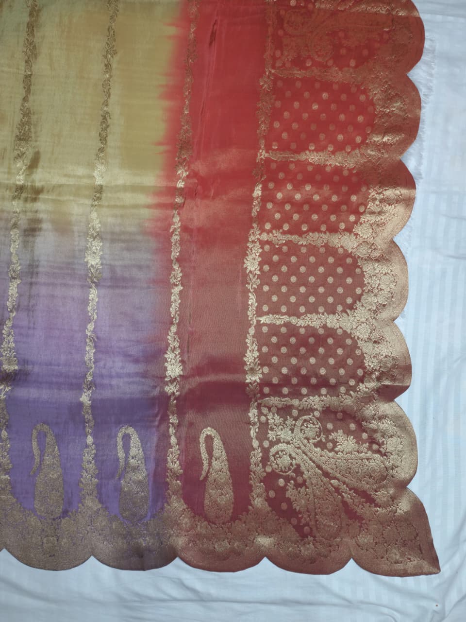 Peach 4-shaded Designer Saree