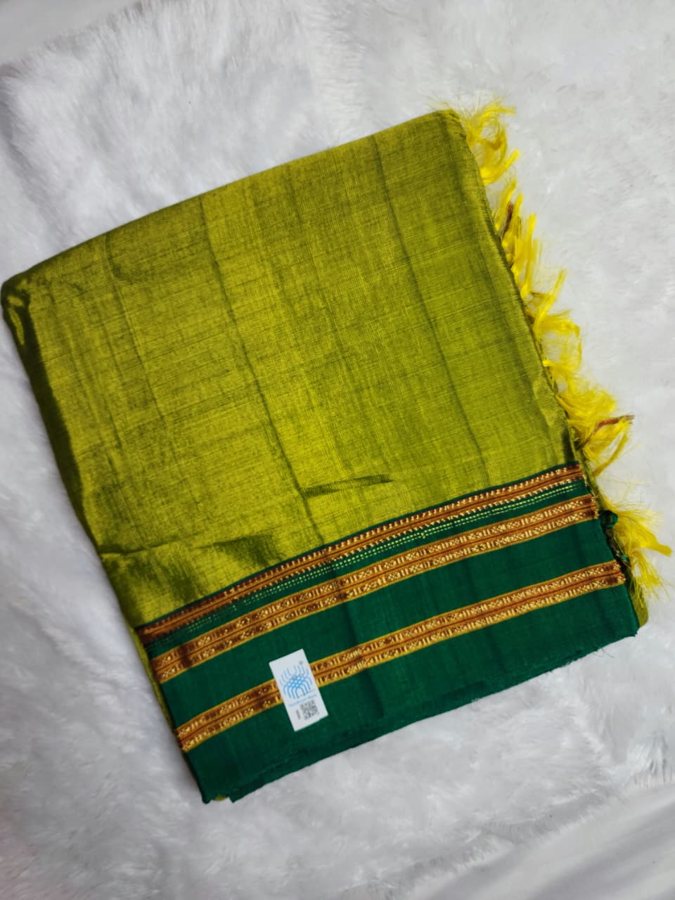 Green -Dark green Ilkal Viscose Saree with Gayathri Border