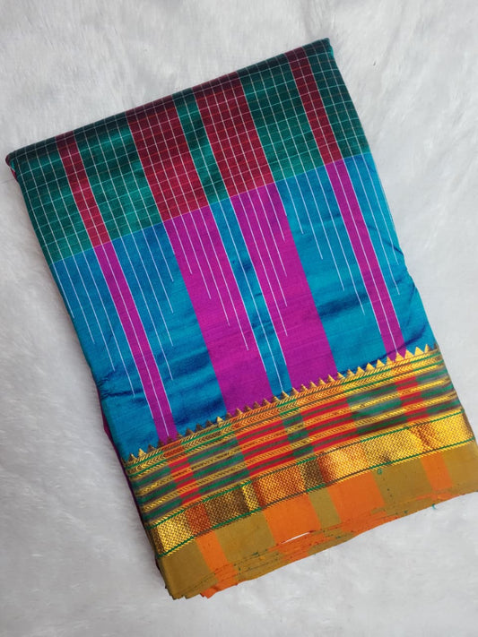 Purple Blue Exclusive 3D Ilkal saree