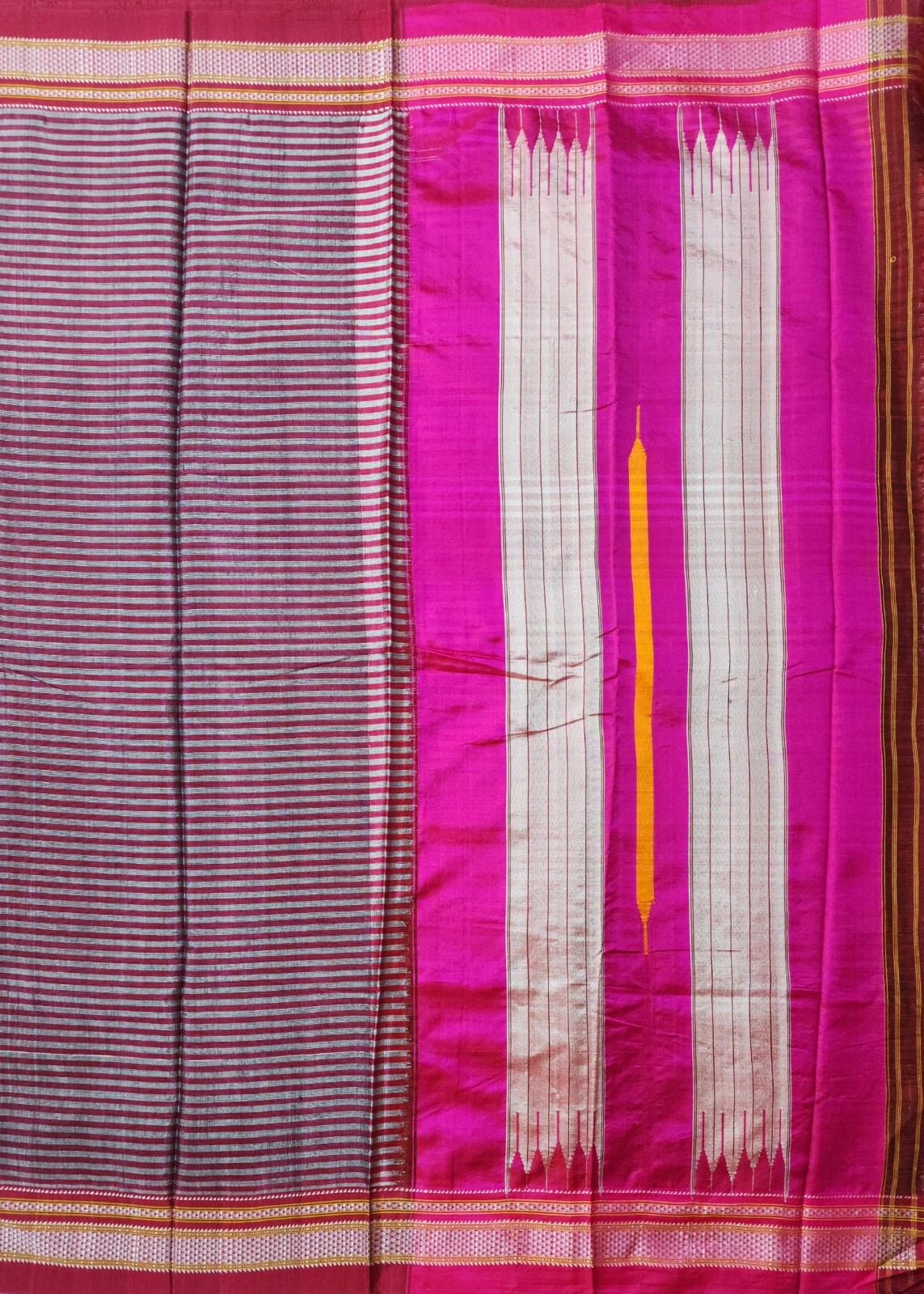 Raspberry Red chikki paras border Ilkal Viscose Saree
