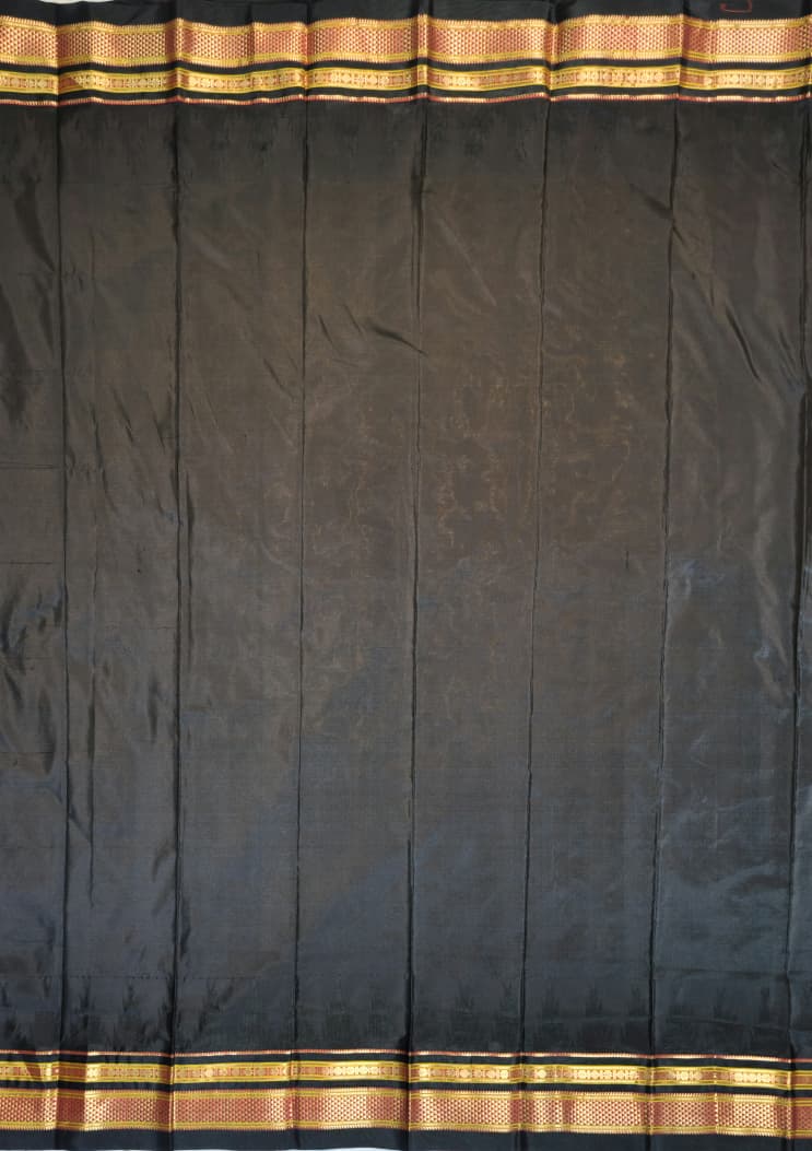 Gold–Beige Ilkal Gadwal Pure Silk Saree - Malabar Edition