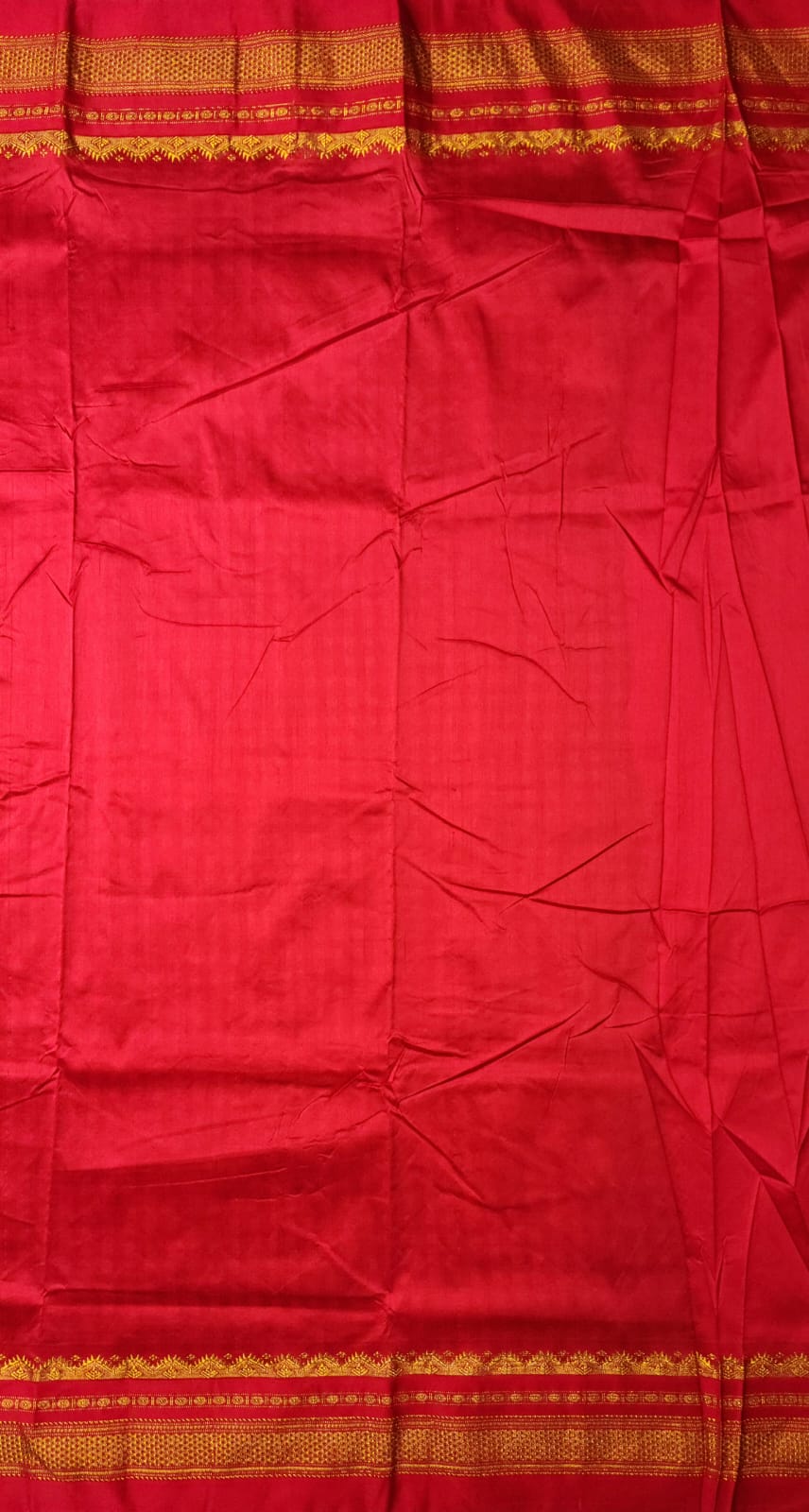 Red and Black Ilkal mini Checks Saree with Rich Pallu