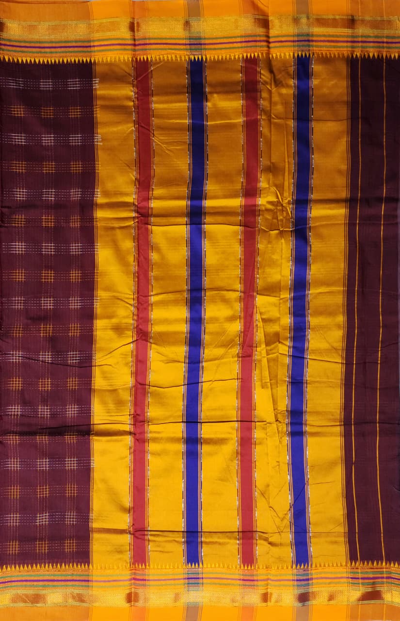 Wine Maroon Half Silk Ilkal Saree
