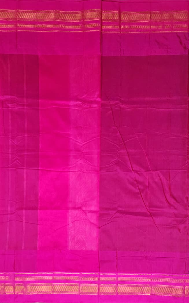 Black & Rani Pink Tana Gadwal Ilkal Cotton Saree