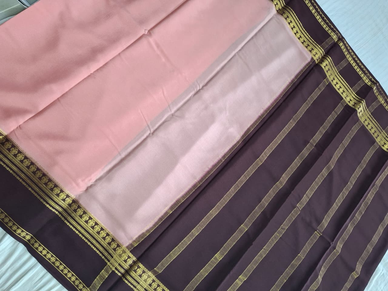 pink brown mysore silk