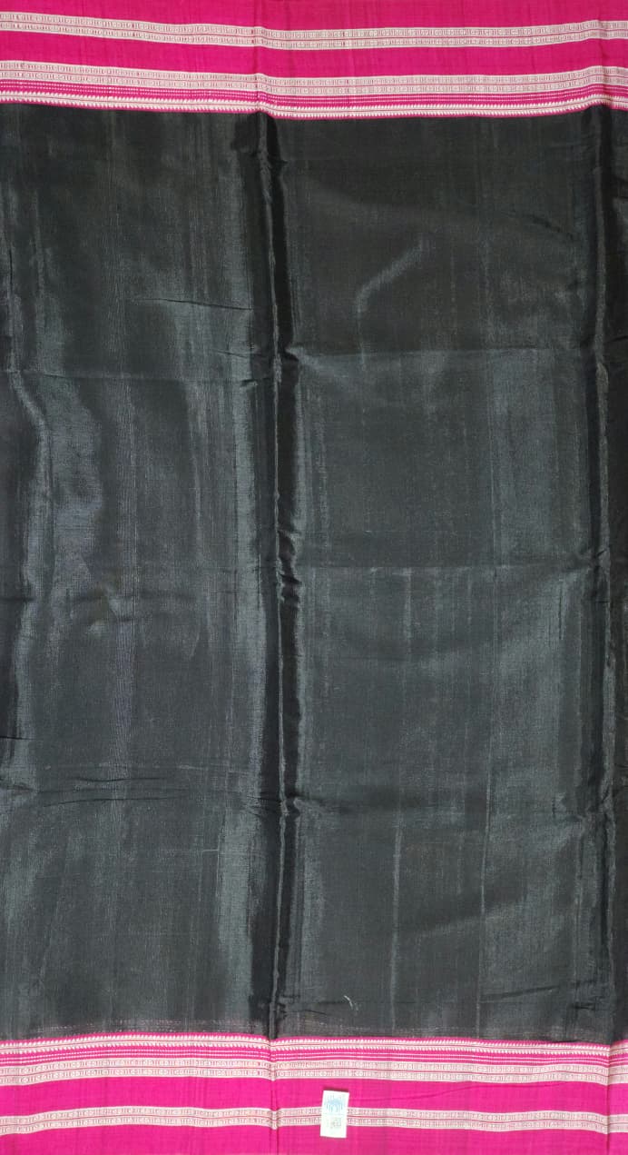 Black-pink Gayathri Border Ilkal Viscose Saree
