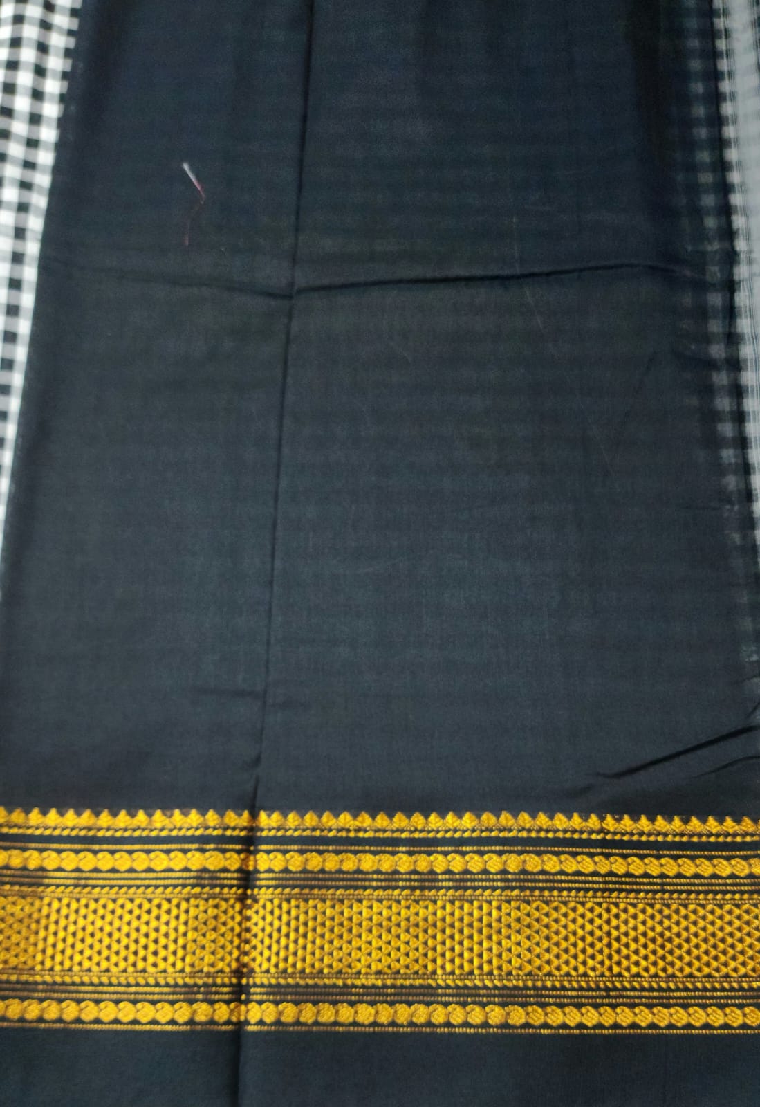 Black and White Ilkal mini Checks Saree with Rich Pallu
