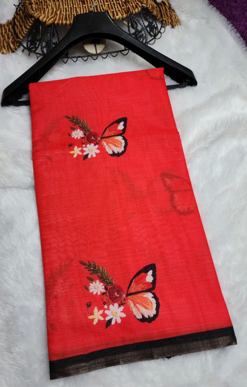Red-Cotton-Butterfly-Print