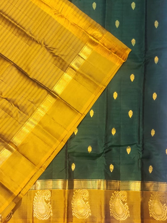 Bottle Green Gadwal Silk Saree
