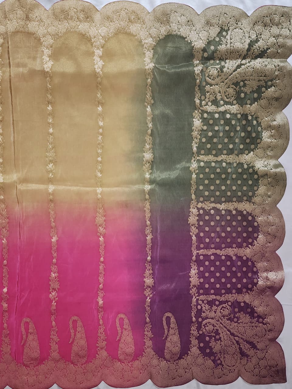Pink 4-shaded Designer Saree