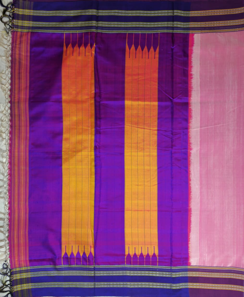 Pink–Purple Ilkal Viscose Saree with Gayathri Border