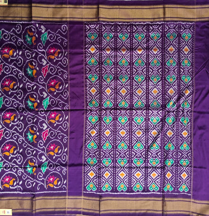 Purple Handloom Pochampally pure silk -Floral design