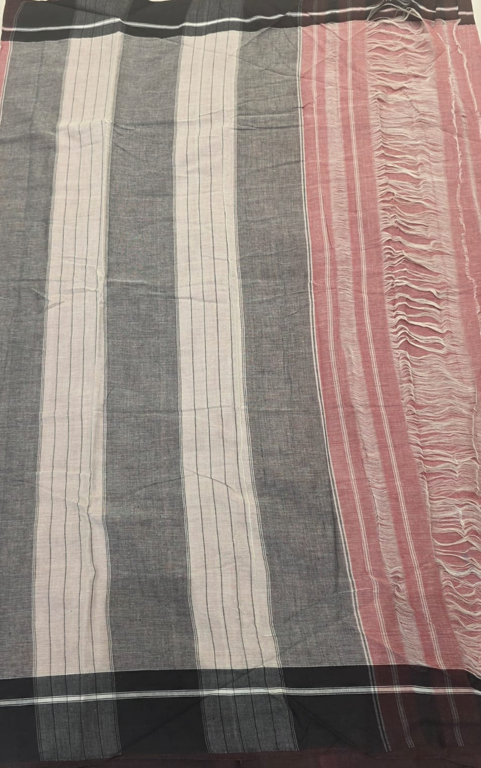 peach- maroon Ilkal handloom Patteda Anchu Saree