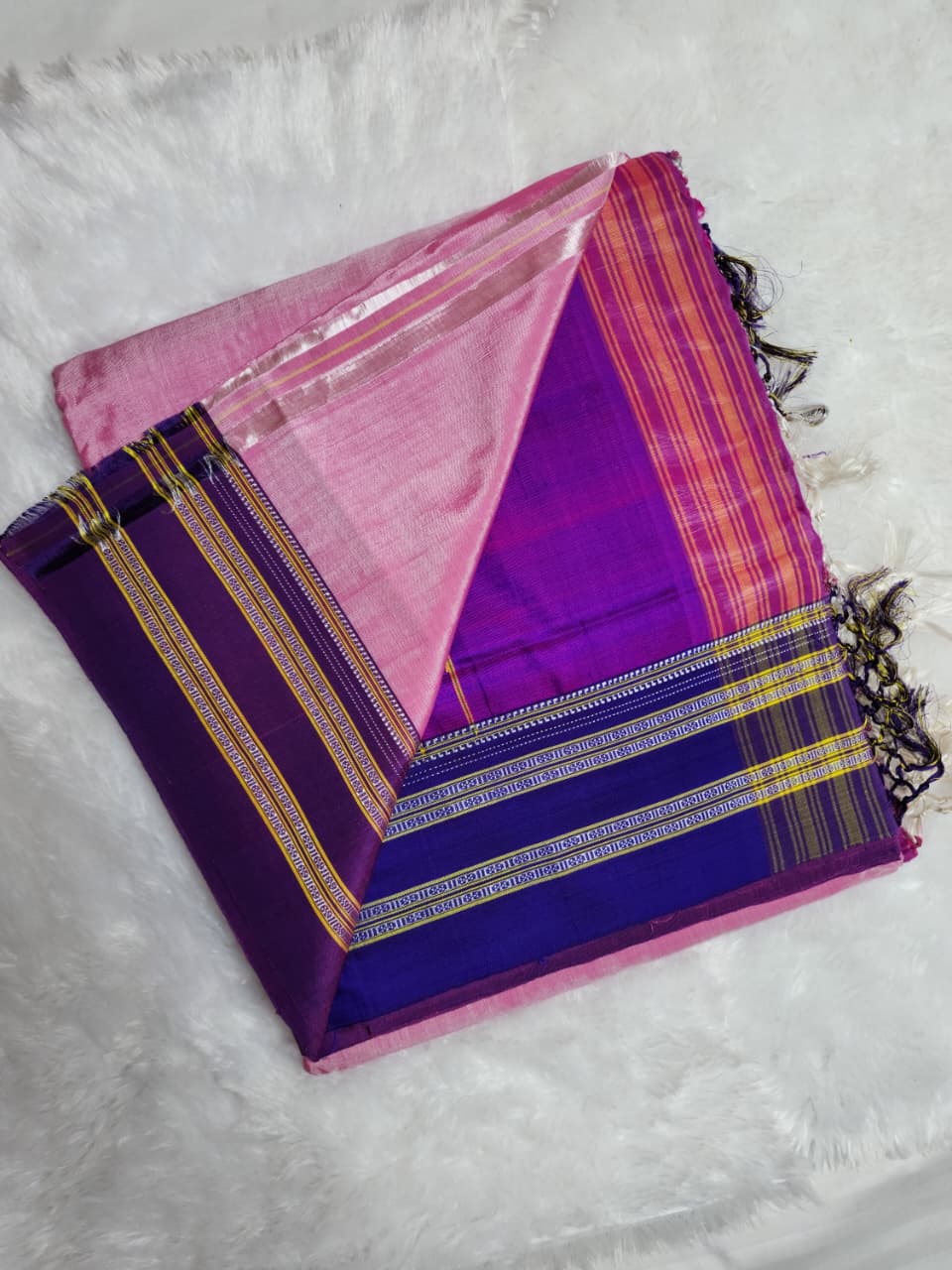 Pink–Purple Ilkal Viscose Saree with Gayathri Border