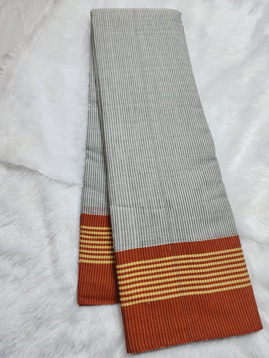 Ash Grey Cotton Handloom Saree