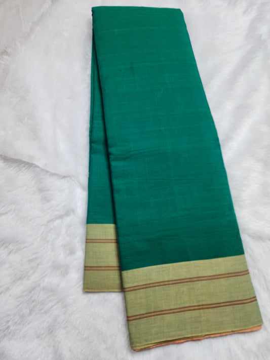 Bottle Green Cotton Handloom Saree