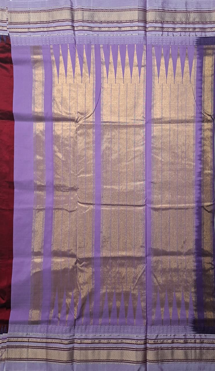 Maroon-Lilac Ilkal Silk