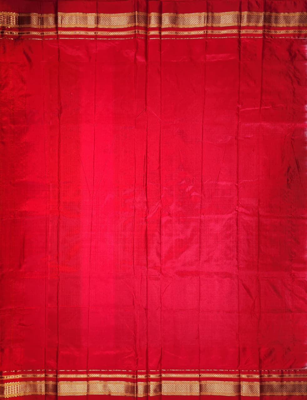 Aqua Blue Plain Ilkal Silk with Big Temple Border