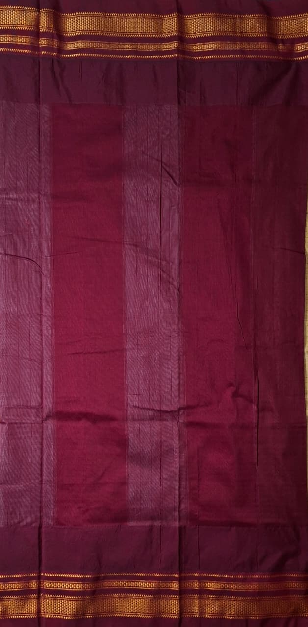 Mustard Gold Gadwal Chaduranga Ilkal Cotton Saree with Contrast Zari Border & Pallu